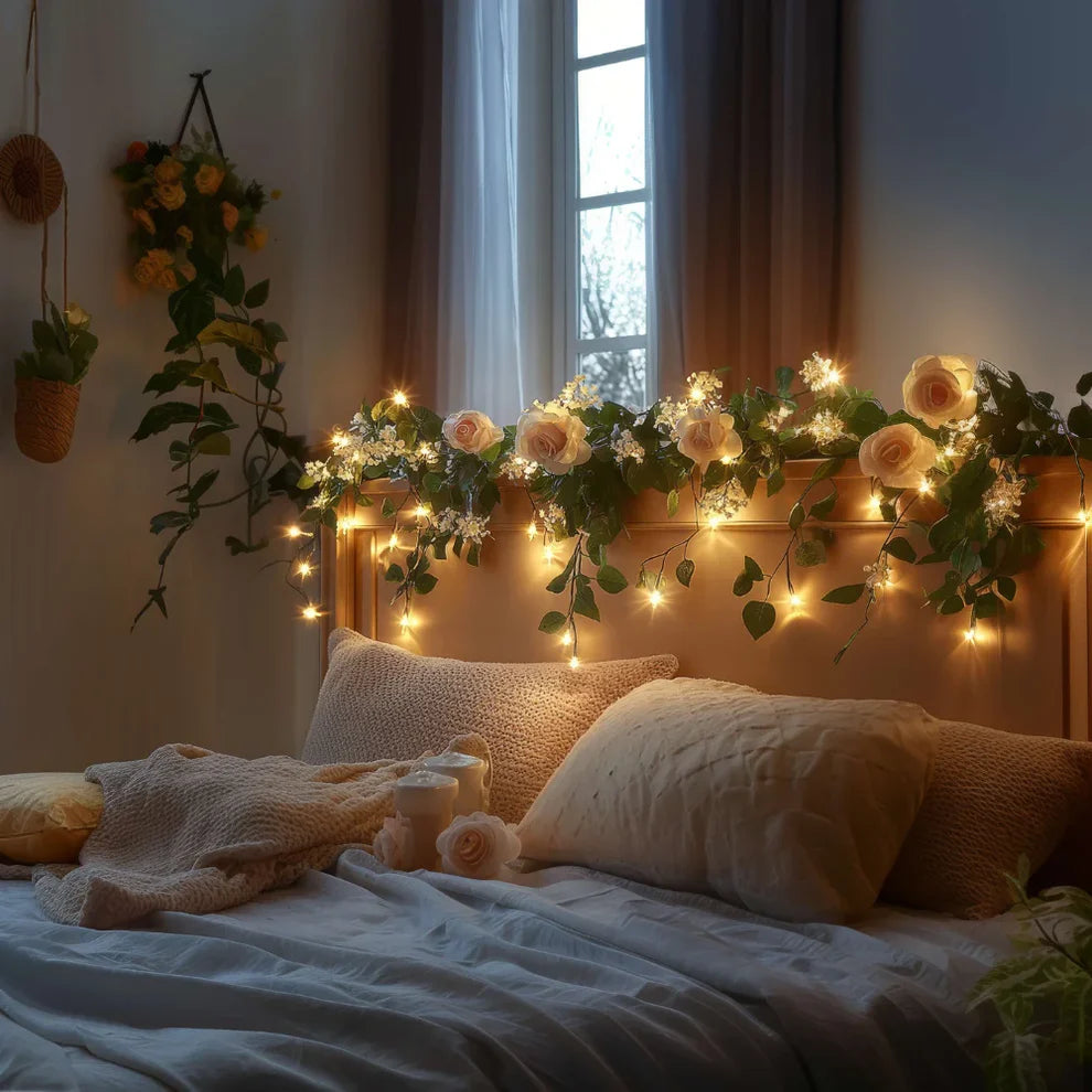 Avira – Blumen Girlande mit Lichterkette