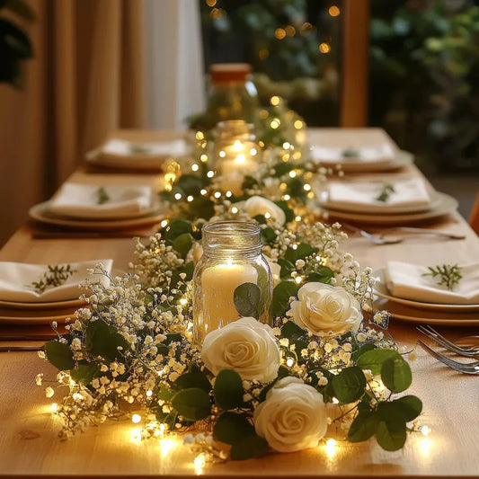 Avira – Blumen Girlande mit Lichterkette